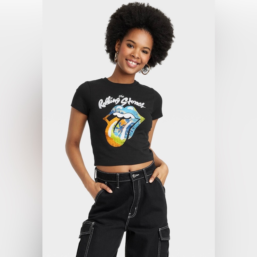 Women’s The Rolling Stones shirt sleeve graphic baby tee
